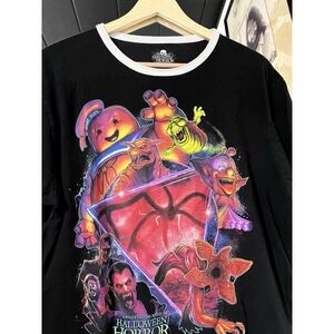 Retro Y2K Universal Studios Halloween Horror Nights AOP Ringer T Shirt Size L